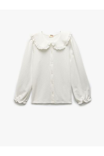 Koton Ruffle Detailed Buttoned Long Sleeve Baby Collar Blouse 5Skg60079Ak