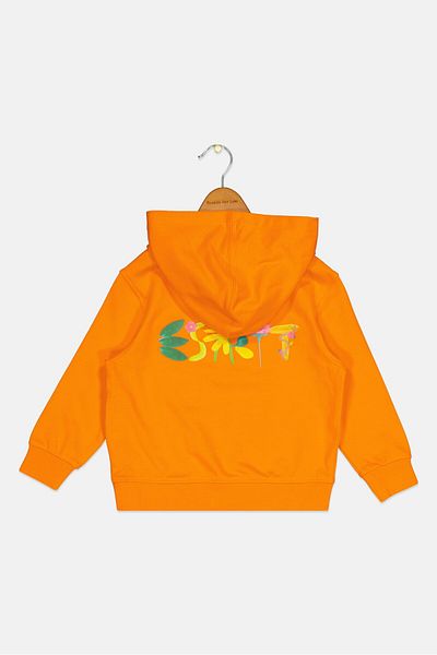 Esprit Kids Girl Hooded Embroidered Long Sleeves Sweatshirt, Orange
