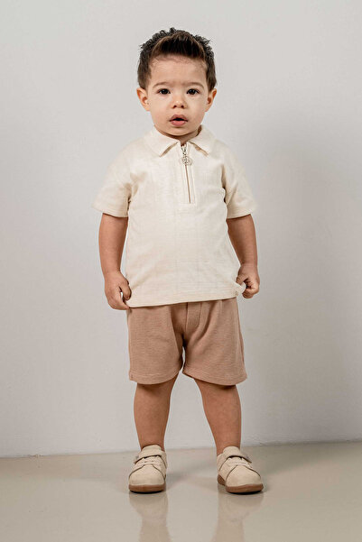 bombe Baby Kids Boy Bottom Top Double Set Brown- Camel