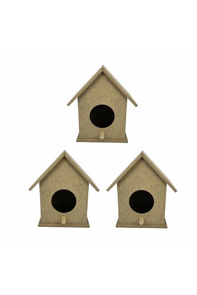 Cantayurdu Small Size Triple Paintable Wooden Bird House 13X10 cm