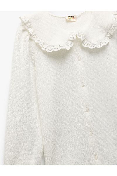 Koton Ruffle Detailed Buttoned Long Sleeve Baby Collar Blouse 5Skg60079Ak