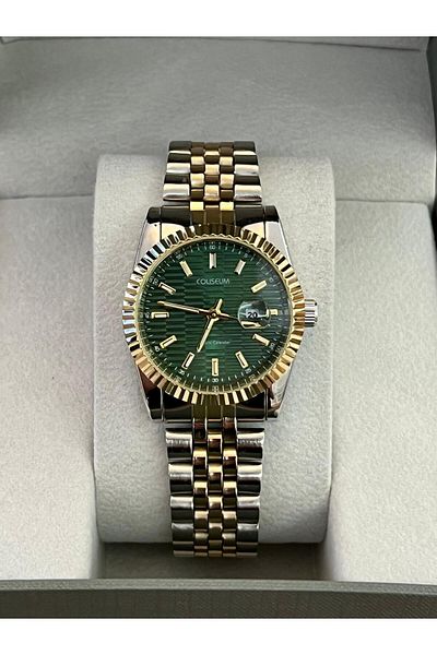 miaroza New Model Rlx Yellow Bicolor Bracelet Green Dial Women Wristwatch