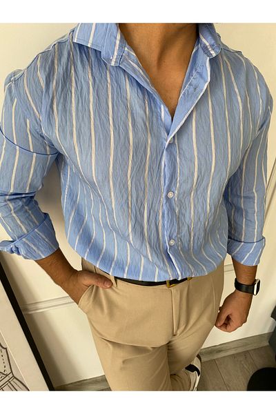 bonnline Modal Fabric Striped Oversize Shirt