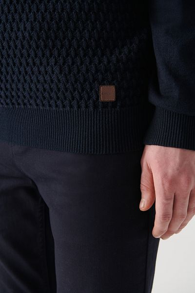 Avva Marineblauer Rollkragenpullover aus Baumwolle für Herren A22y5100