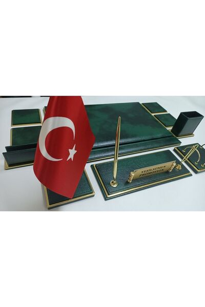 Yeşilsümen Bulut Yeşil Ve Gold Kişiye Özel Isimlikli Lüx Tasarım Sümen Ve Makam Takımı