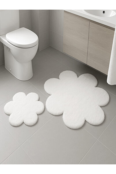 ALgorand Home Μοκέτα με λουλουδάτο σχέδιο Κρεμ Μαλακό χαλί σαλονιού Μοντέρνο μινιμαλιστικό διακοσμητικό χαλί σετ 2 (60x60-80x80)