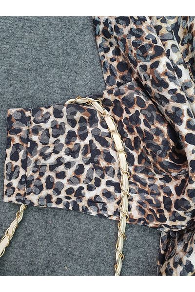 Modamorfo Leopard Pattern Buttoned Oval Cut Shirt -Leopard