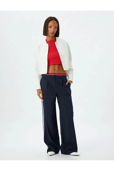 Koton Pantaloni largi din stofă pentru femei, albastru bleumarin, 5wal40044ıw