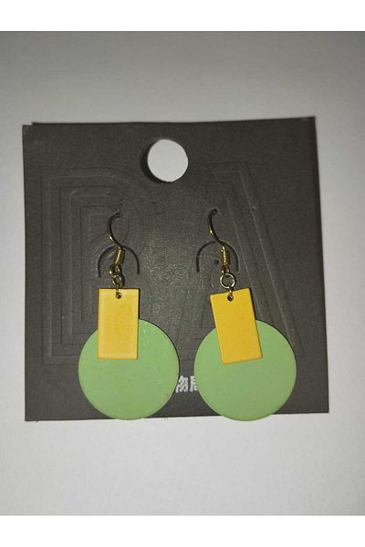 TChic Green Orange Detailed Round Earrings