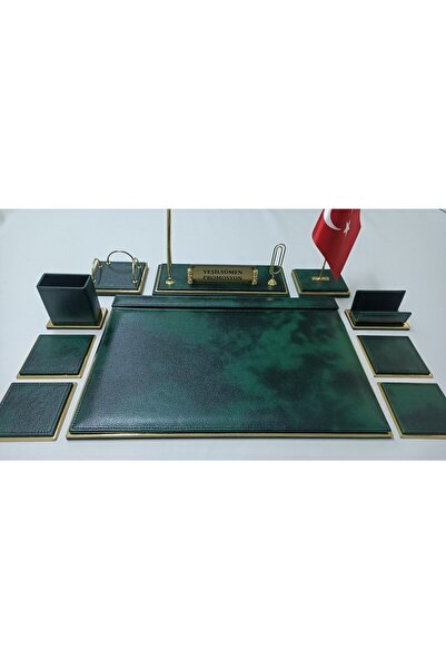 Yeşilsümen Bulut Yeşil Ve Gold Kişiye Özel Isimlikli Lüx Tasarım Sümen Ve Makam Takımı