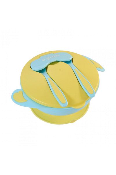 U-Grow Baby feeding items Bowl, spoon and fork, blue, U-Grow