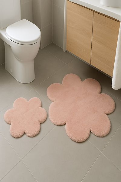 ALgorand Home Flower Patterned Cream Carpet Soft Living Room Carpet Modern Minimalist Decorative Carpet Set of 2 (60X60-80X80)