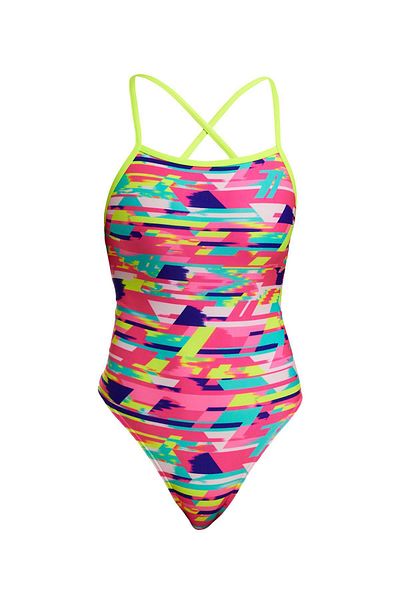FUNKİTA Costum de baie pentru înot cu bretele încrucișate pentru femei STP Blurred Baby