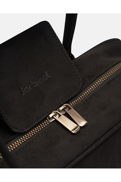 Jorbinol Rule Covered Cylindrical Suede Shoulder Bag Black