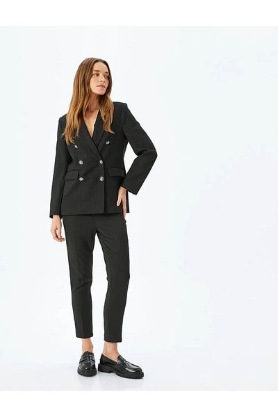 Koton High Waist Cigarette Fabric Trousers with Pockets