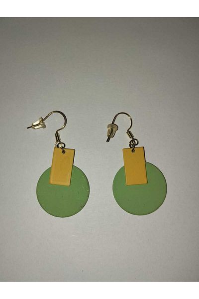 TChic Green Orange Detailed Round Earrings