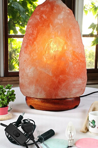 Nurnivus Doğal Himalaya Tuz Lambası 1-2 Kg Pembe Turuncu Dekoratif Himalaya Tuz Masa Gece Lambası Hediyelik