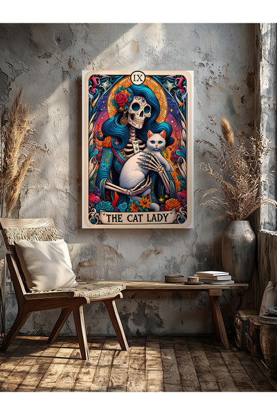 visdora Декоративна женска скелет и котка за домашен офис, кухня, хол, декора...