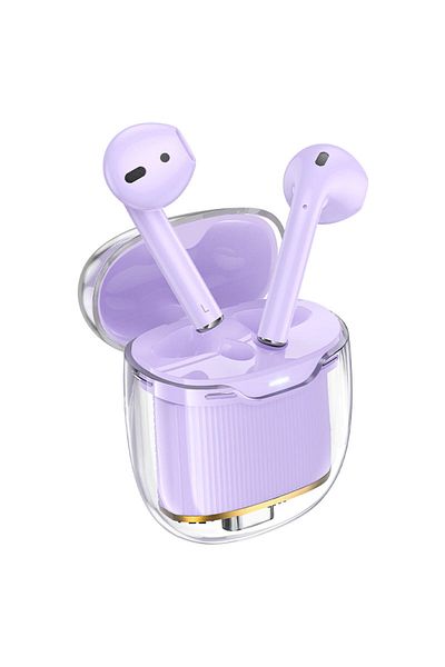 REDz Accessories Hoco EW52 Wireless Headphones, Bluetooth 5.3, 4 hours, 300mAh, Microphone, Purple and transparent