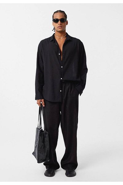 İLKCET MODA Oversize Basic Long Sleeve Men's Shirt