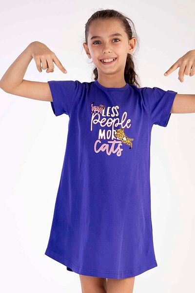 VİENETTA Cotton Girl's Short Sleeve Nightgown, 212509