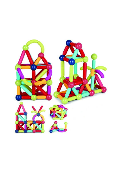 Other مجموعة أعواد بناء مغناطيسية من 138 قطعة - لعبة تعليمية STEM للأطفال
