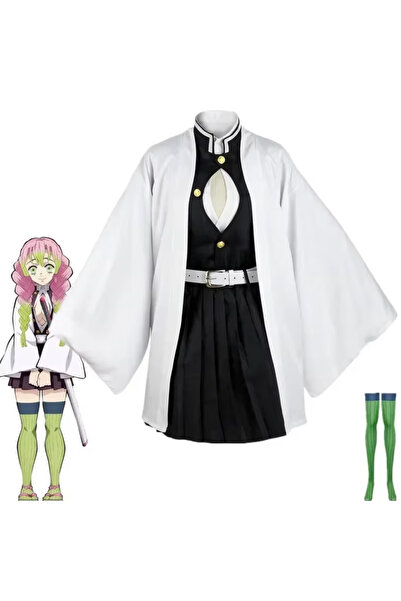 Butic Anime Cosplay Mitsuri Kanroji Demon Slayer Kimetsu No Yaiba Kostüm Elbise