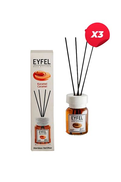 Eyfel Caramel Aroma Room Air Freshener With Sticks, 120ml X3pcs
