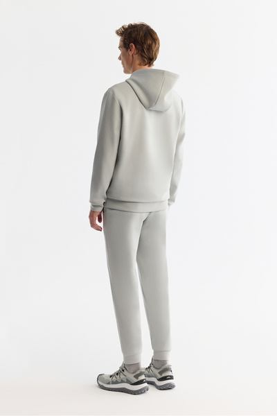 Avva Erkek Gri Kapüşonlu İnterlok Kumaş Fermuarlı Basic Regular Fit Sweatshirt B001102