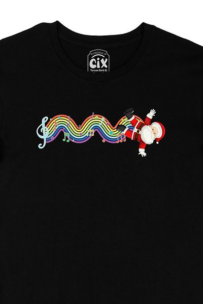 Pisa Art Μουσικός Άγιος Βασίλης Μαύρο T-Shirt