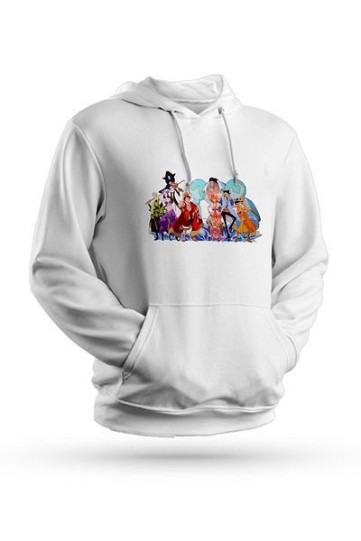 Pisa Art Φούτερ Anime One Piece με στάμπα λευκό Unisex με κουκούλα