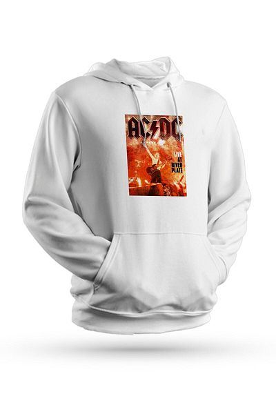 Pisa Art Φούτερ με κουκούλα Acdc με στάμπα λευκό Unisex