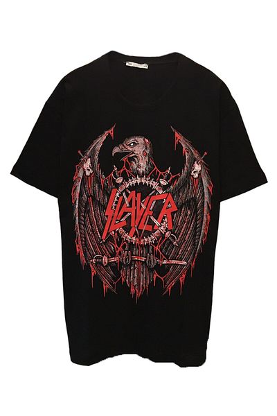 Pisa Art UNISEX OVERSIZE ROCK MUSIC SLAYER ΜΑΥΡΟ T-SHIRT