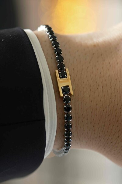 WATCHOFROYAL Black Stone Chain Çelik Bileklik