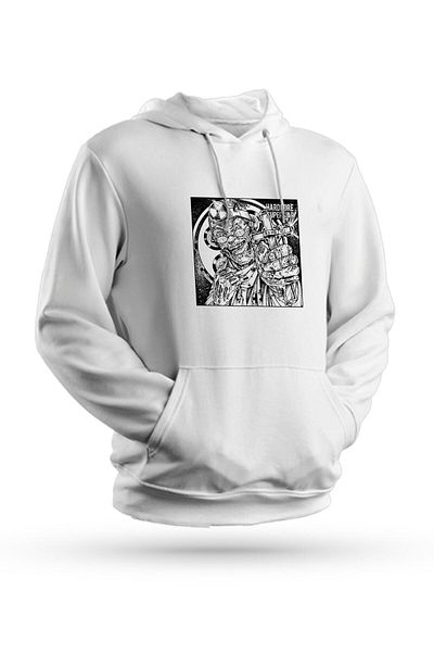 Pisa Art Φούτερ με κουκούλα Hardcore με στάμπα λευκό Unisex