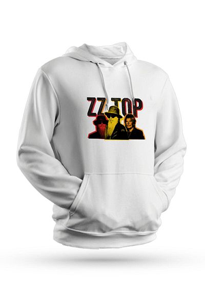 Pisa Art Φούτερ Zz Top με στάμπα λευκό Unisex με κουκούλα