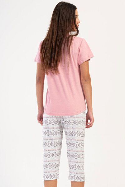 VİENETTA Pamuklu Kadın Kısa Kol Kaprili Pijama Takım , 405180