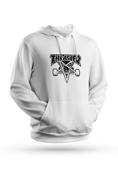 Pisa Art Φούτερ με κουκούλα Thrasher με στάμπα λευκό Unisex