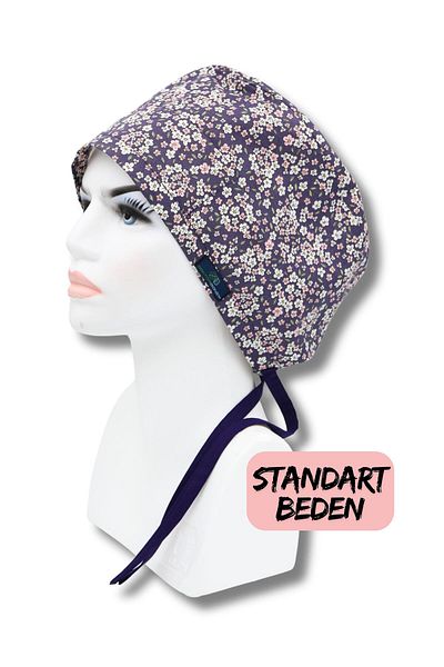 doktorbonem Standard Size Purple Snap Flowers Surgical Cap Doctor Nurse Health Worker Hospital Cap