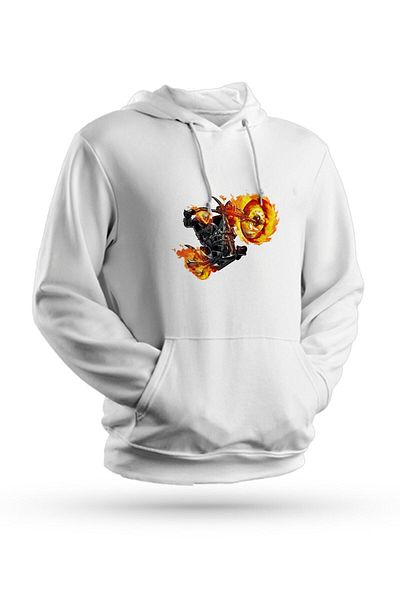 Pisa Art Φούτερ με κουκούλα Ghost Rider με στάμπα λευκό Unisex