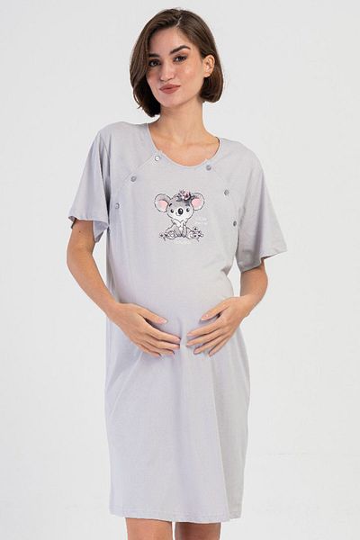 VİENETTA Cotton Women Short Sleeve Maternity Nightgown , 403286