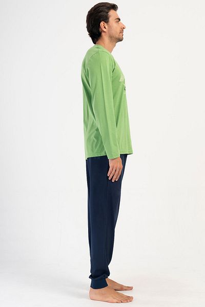 VİENETTA Cotton Men's Long Sleeve Pajama Suit, 407046