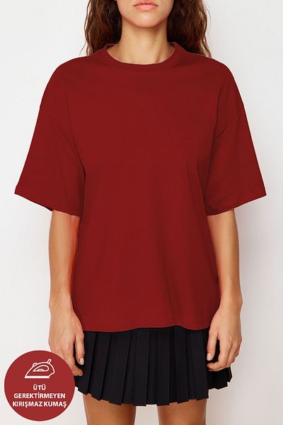 OXVİN Material modal puternic Tricou supradimensionat pentru femei Basic Wide LooseKalip