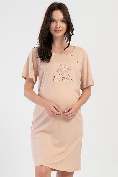 VİENETTA Cotton Women Short Sleeve Maternity Nightgown , 403183