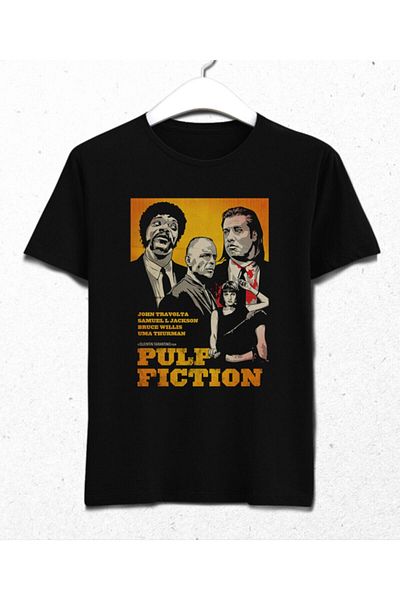 Pisa Art Ανδρικό μαύρο μπλουζάκι Pulp Fiction