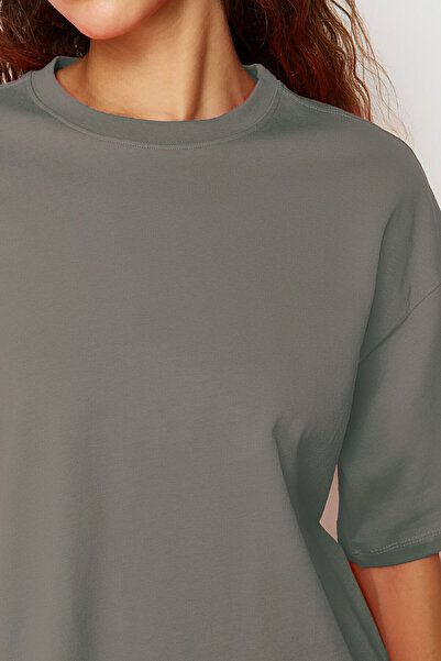 OXVİN Δυνατό Modal Υλικό Γυναικείο T-Shirt Oversize Basic Wide LooseKalip