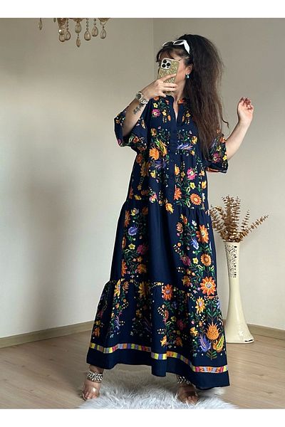 azra moda Ανοιξιάτικο φόρεμα Navy Blue