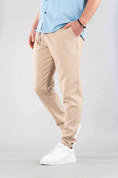 bombe Ανδρικό παντελόνι Jogger Elastic Corded Beige