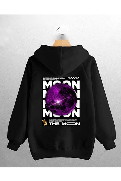 Pisa Art Unisex Oversize Μαύρο Μωβ Φεγγάρι με στάμπα