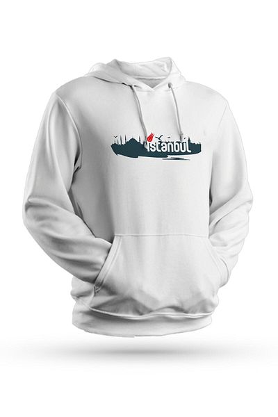 Pisa Art Φούτερ Istanbul με στάμπα λευκό Unisex με κουκούλα